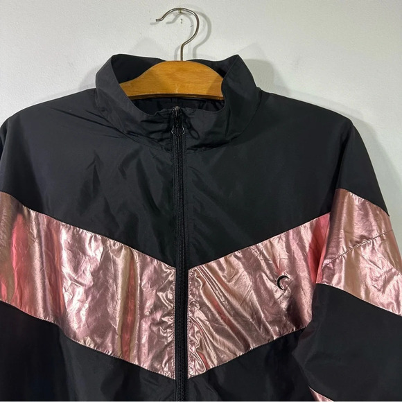 Zyia Active Wear Metallic Pink Block Windbreaker Jacket - Picture 3 of 8